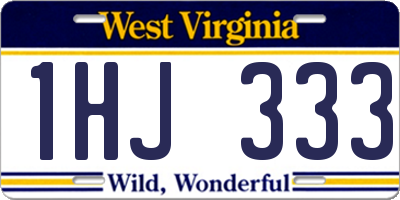 WV license plate 1HJ333