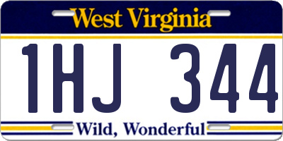 WV license plate 1HJ344