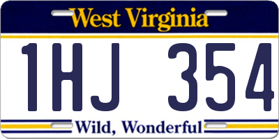 WV license plate 1HJ354