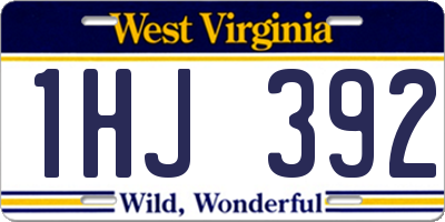 WV license plate 1HJ392