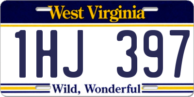WV license plate 1HJ397
