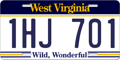 WV license plate 1HJ701