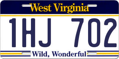 WV license plate 1HJ702