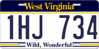 WV license plate 1HJ734