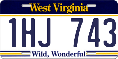 WV license plate 1HJ743