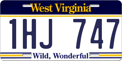 WV license plate 1HJ747