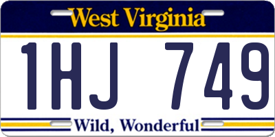 WV license plate 1HJ749