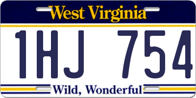 WV license plate 1HJ754