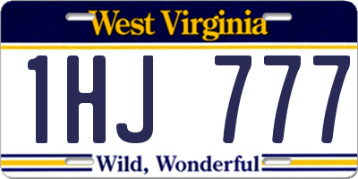 WV license plate 1HJ777