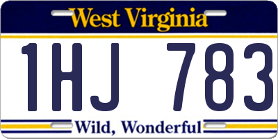 WV license plate 1HJ783