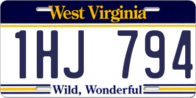 WV license plate 1HJ794