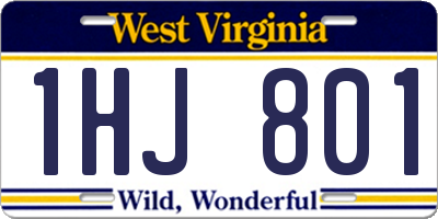 WV license plate 1HJ801