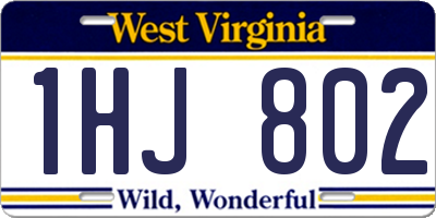 WV license plate 1HJ802
