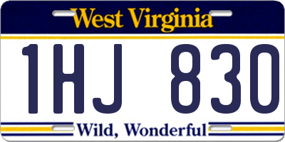 WV license plate 1HJ830