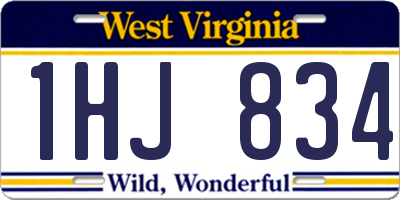 WV license plate 1HJ834