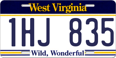 WV license plate 1HJ835