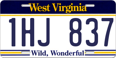 WV license plate 1HJ837