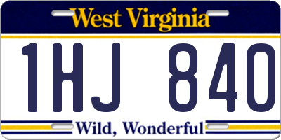 WV license plate 1HJ840
