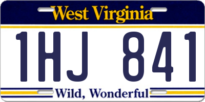 WV license plate 1HJ841