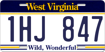 WV license plate 1HJ847