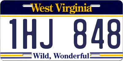 WV license plate 1HJ848