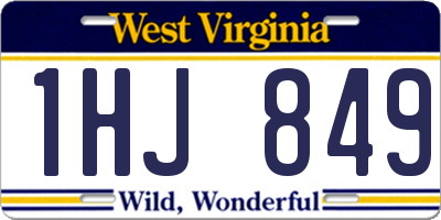 WV license plate 1HJ849