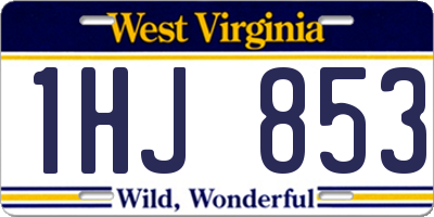 WV license plate 1HJ853