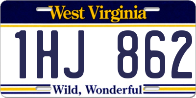 WV license plate 1HJ862