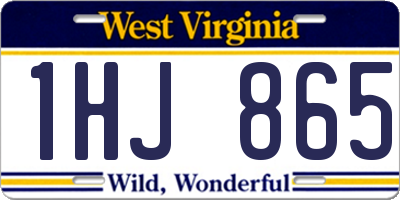WV license plate 1HJ865