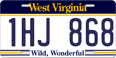 WV license plate 1HJ868