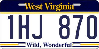 WV license plate 1HJ870