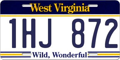 WV license plate 1HJ872