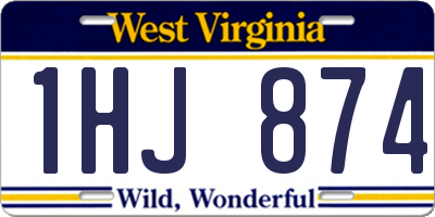 WV license plate 1HJ874