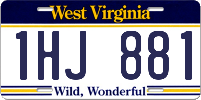 WV license plate 1HJ881