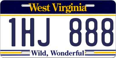 WV license plate 1HJ888