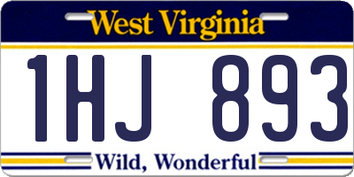 WV license plate 1HJ893