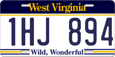 WV license plate 1HJ894