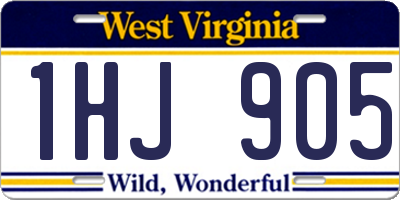 WV license plate 1HJ905