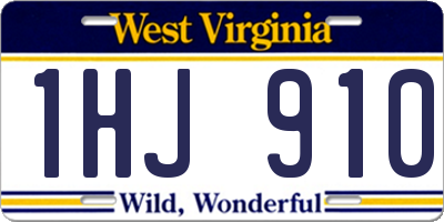 WV license plate 1HJ910