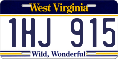 WV license plate 1HJ915