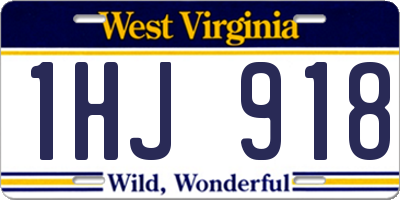 WV license plate 1HJ918
