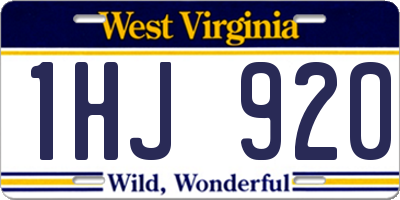WV license plate 1HJ920