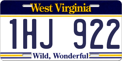 WV license plate 1HJ922