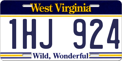 WV license plate 1HJ924
