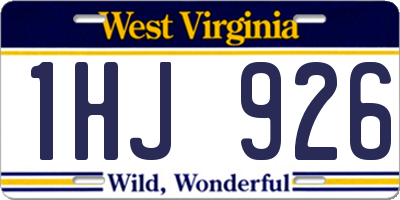 WV license plate 1HJ926