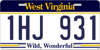 WV license plate 1HJ931