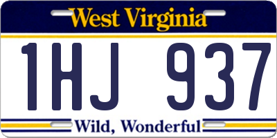 WV license plate 1HJ937
