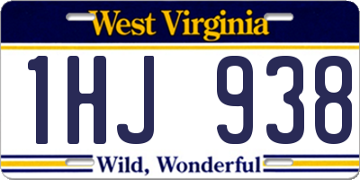WV license plate 1HJ938