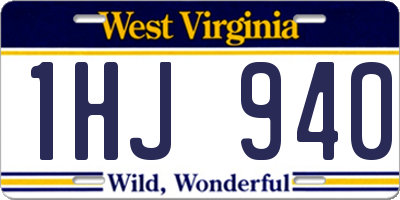 WV license plate 1HJ940