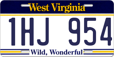 WV license plate 1HJ954